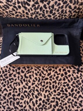 Bandolier Mint Green Leather Wallet Case for iPhone 14 Pro Max